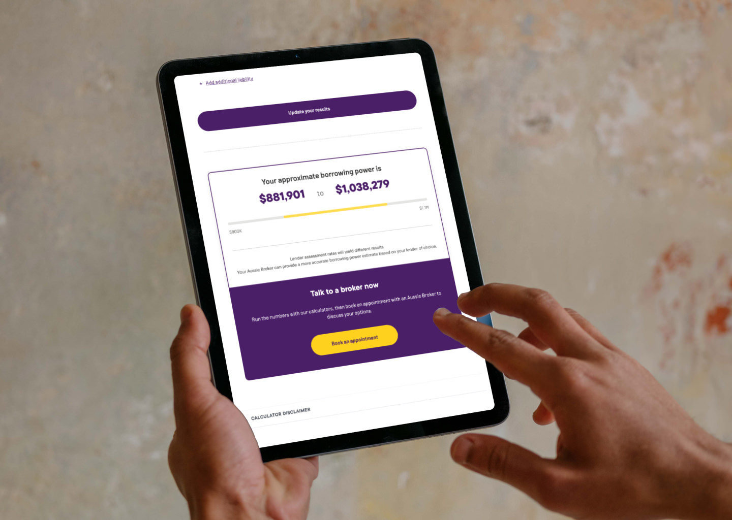 Aussie Home Loans – Borrowing Power Tablet